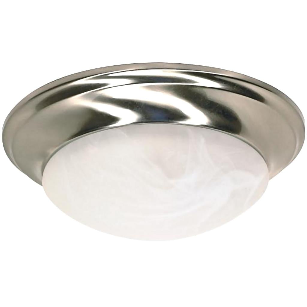 1 Light 12" Brushed Nickel Alabaster Glass Shade Ceiling Light Fixture 1