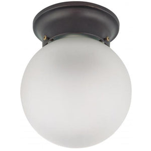1 Light 6" Mahogany Bronze Frosted White Shade Ceiling Light Fixture 1