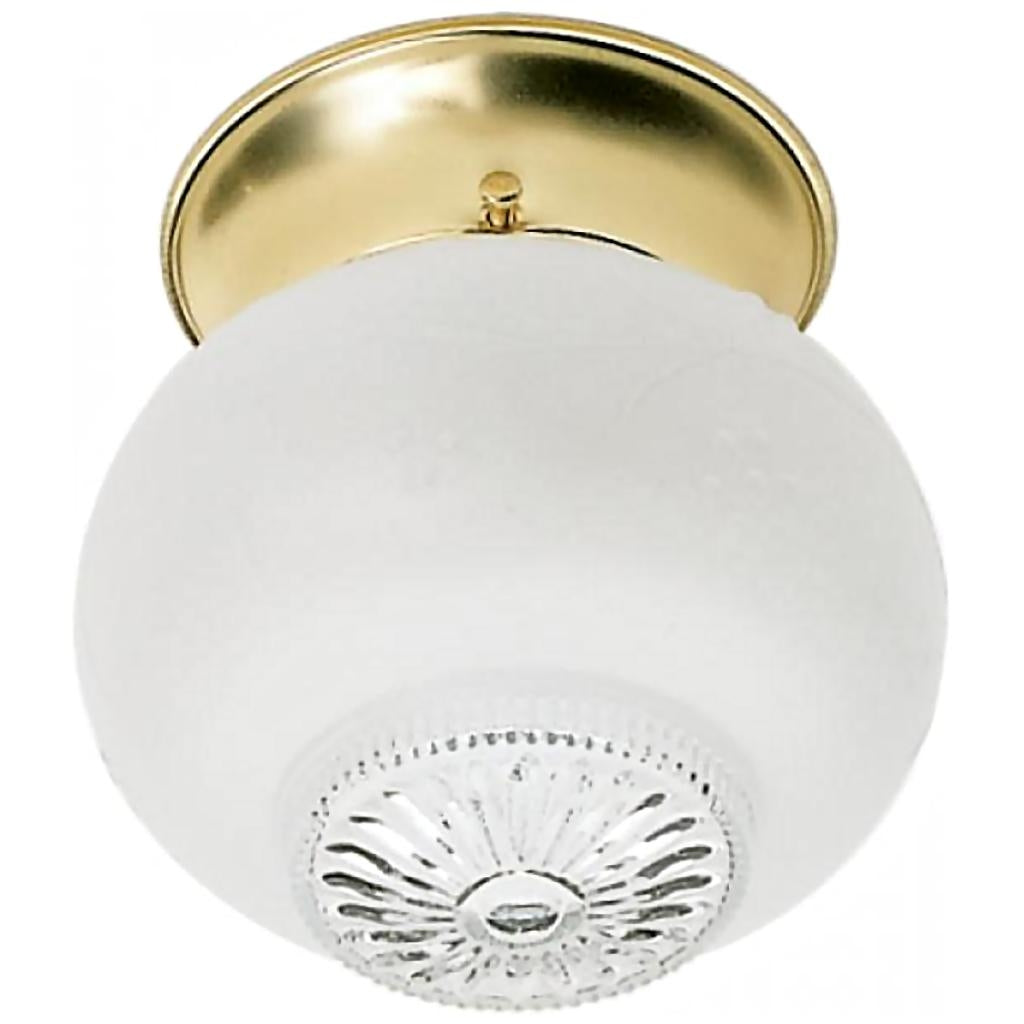 1 Light 6" Polished Brass Clear Bottom Squat Ball Shade Ceiling Light Fixture 1