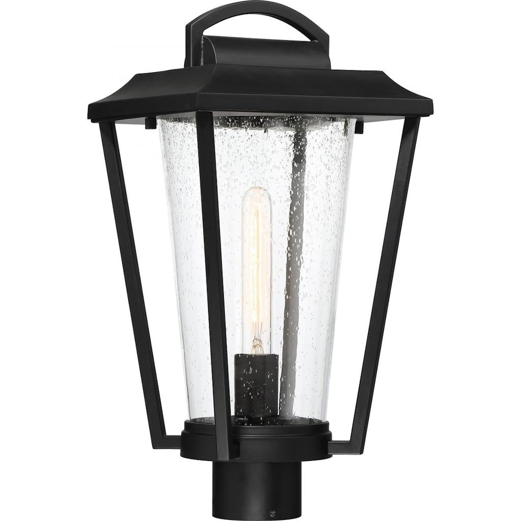 1 Light Aged Bronze Clear Seed Glass Shade Post Top Lantern Fixture 1
