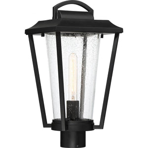 1 Light Aged Bronze Clear Seed Glass Shade Post Top Lantern Fixture 1