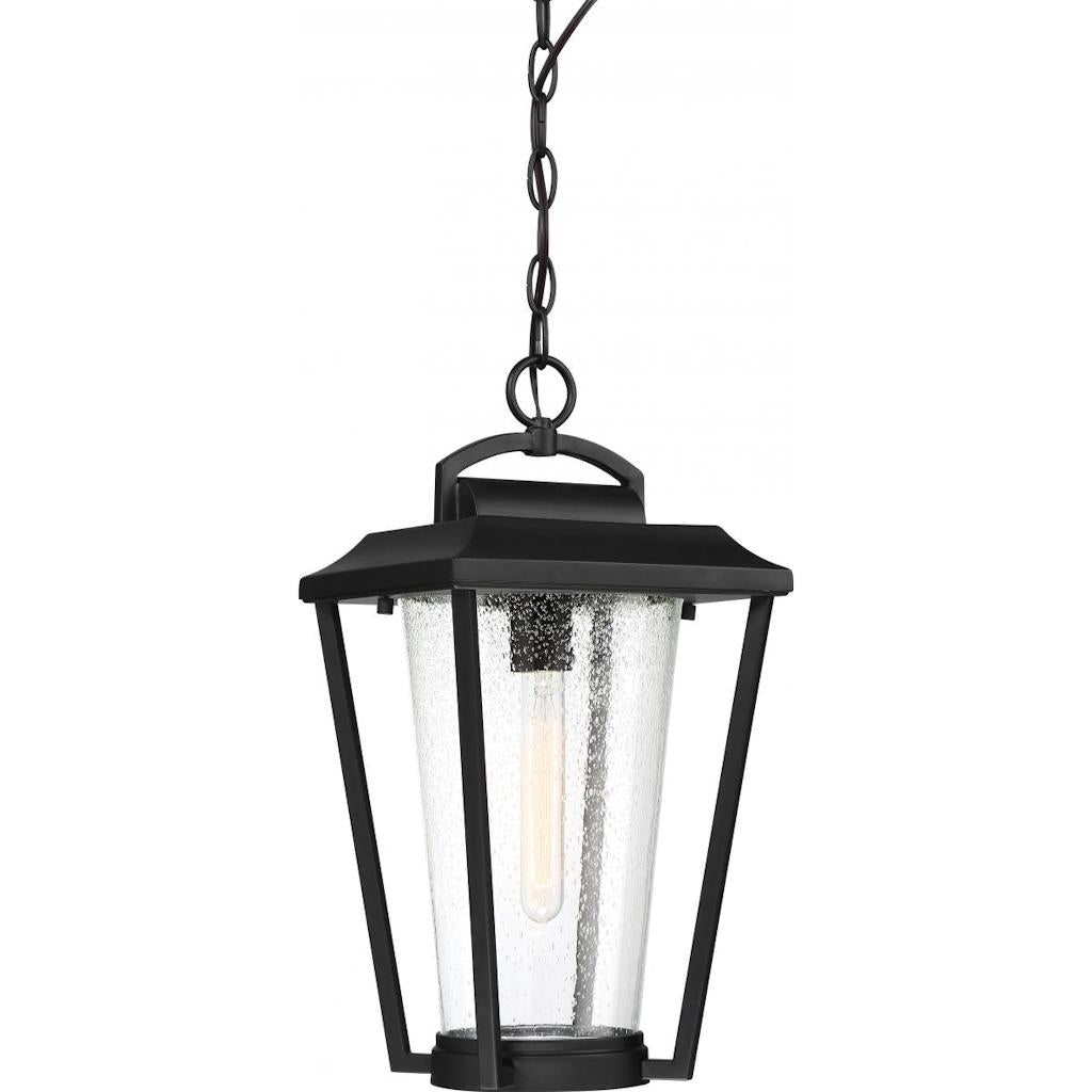 1 Light Aged Bronze Clear Seed Glass Shade Hanging Lantern Fixture 1