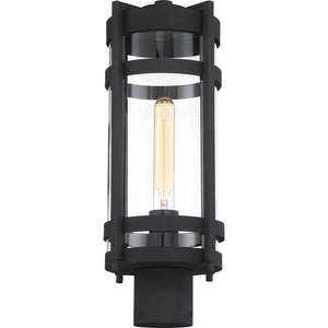 1 Light Textured Black Clear Seeded Glass Shade Post Top Lantern 1