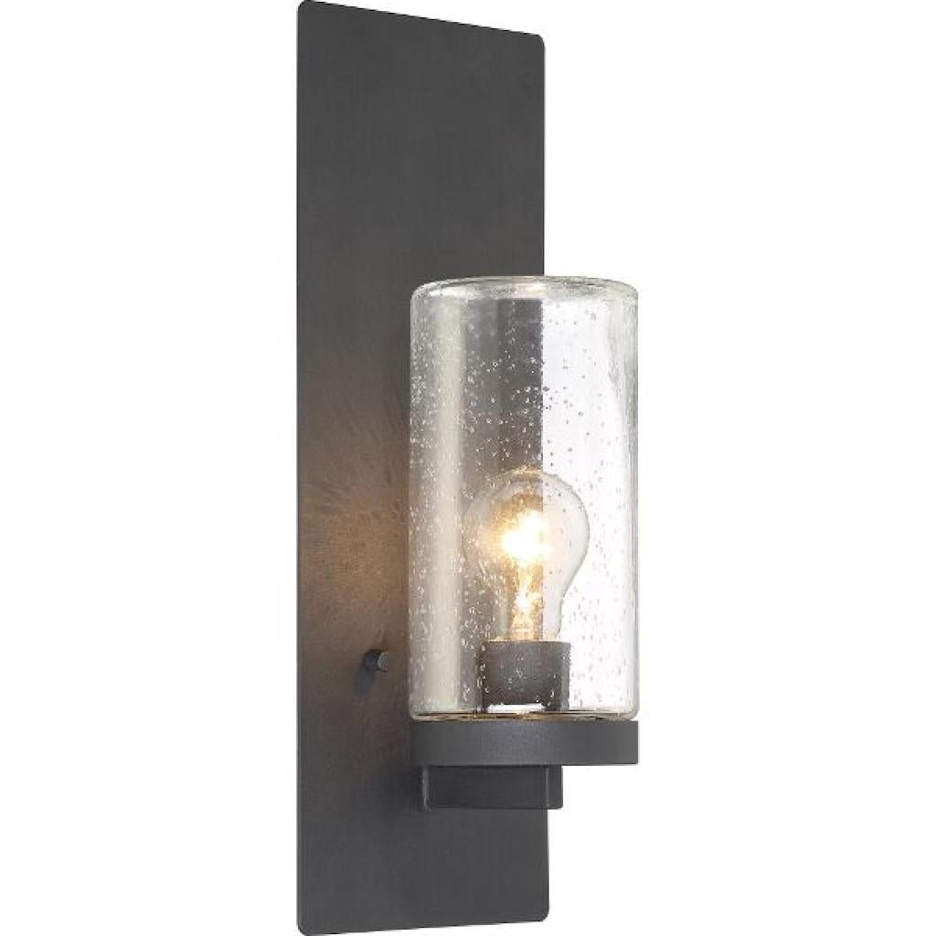1 Light Textured Black Clear Seeded Glass Shade Wall Sconce 1