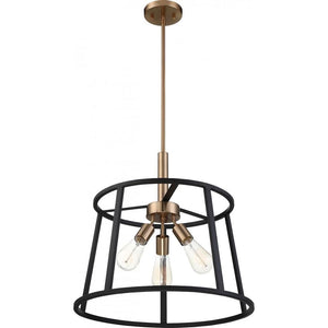 3 Light Matte Black Matte with Copper Brushed Brass Accents Pendant 1