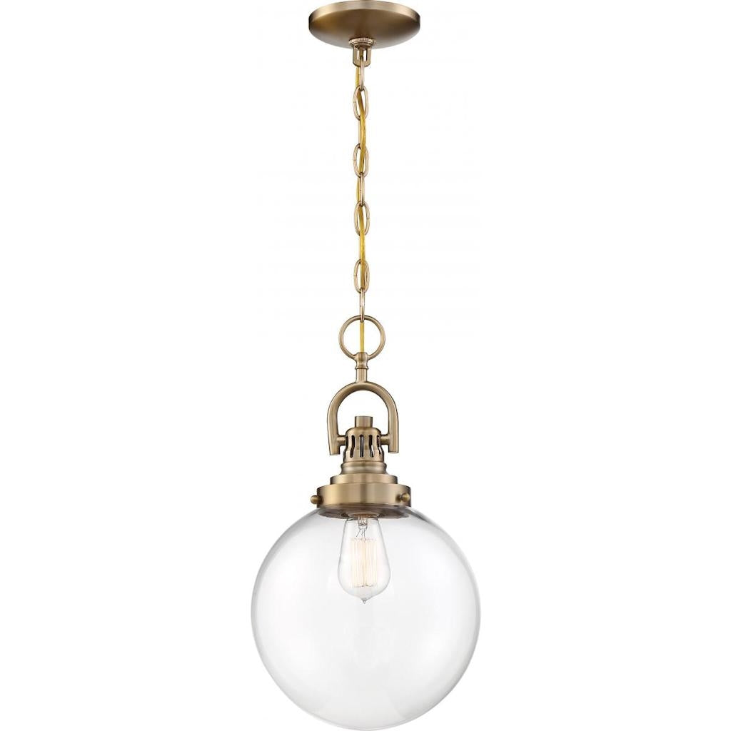 1 Light Burnished Brass Clear Glass Shade Pendant 1