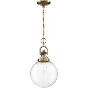 1 Light Burnished Brass Clear Glass Shade Pendant 1