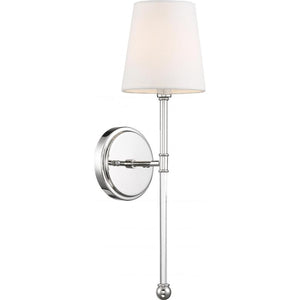 1 Light Polished Nickel White Linen Shade Wall Sconce 1