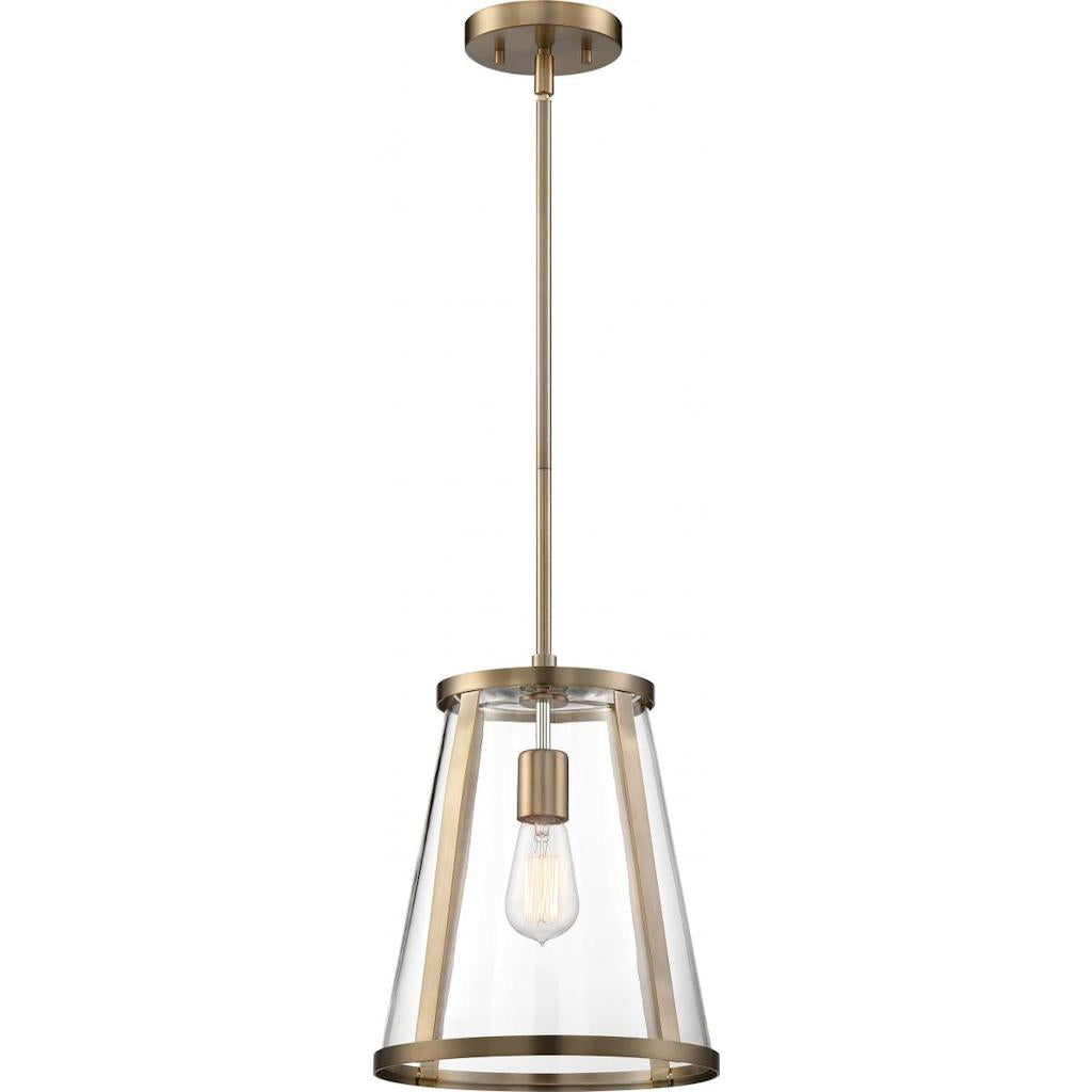 1 Light Burnished Brass Clear Glass Shade Pendant 1