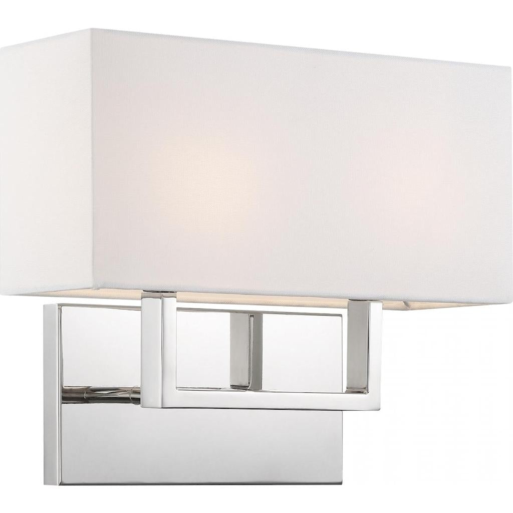 2 Light Polished Nickel with White Linen Shade Vanity 1