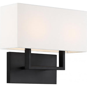 2 Light Aged Bronze with White Linen Shade Vanity 1
