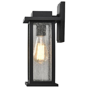 1 Light Medium 12.5" Matte Black Seeded Glass Sullivan Wall Lantern Light Fixture 2