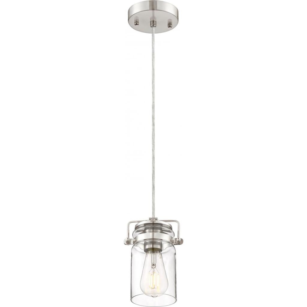 1 Light Brushed Nickel Finish with Clear Glass Shade Mini Pendant 1