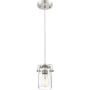 1 Light Brushed Nickel Finish with Clear Glass Shade Mini Pendant 1