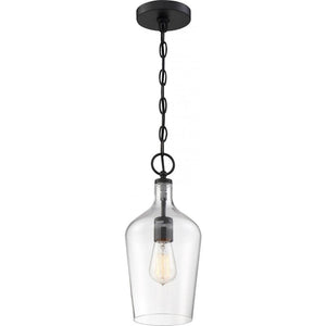 1 Light Matte Black Finish with Clear Glass Shade Pendant 1