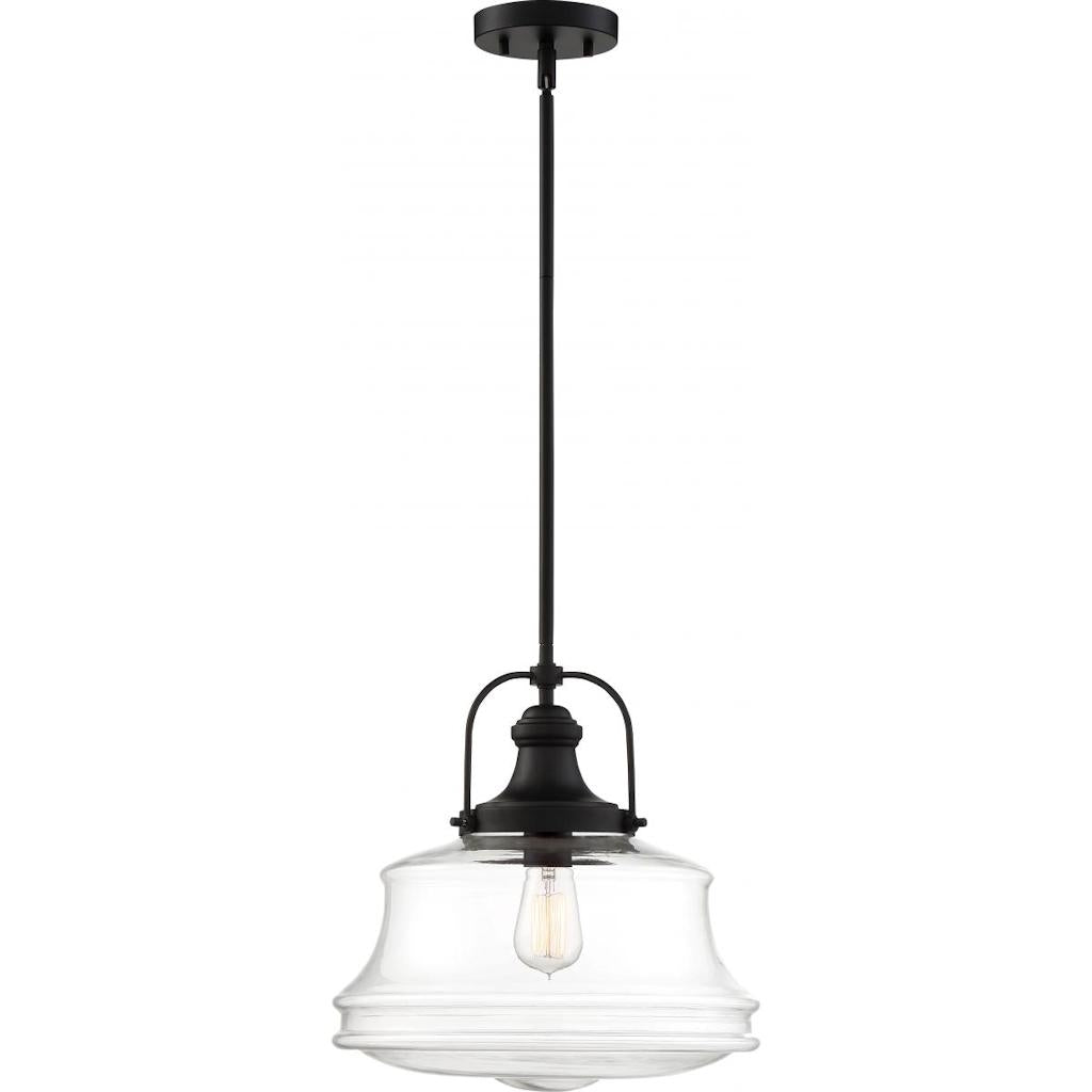 1 Light Matte Black Finish with Clear Glass Shade Pendant 1