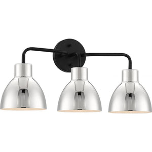 3 Light Matte Matte Black / Polished Nickel Finish Vanity Light Fixture 1
