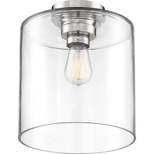 1 Light Polished Nickel Finish Clear Glass Shade Vanity Ceiling Fixture 1