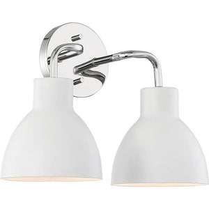 2 Light Polished Nickel Finish White Shade Vanity Light Fixture 1