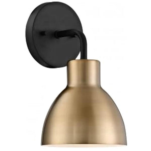 1 Light Matte Black Finish Burnished Brass Shade Vanity Light Fixture 1