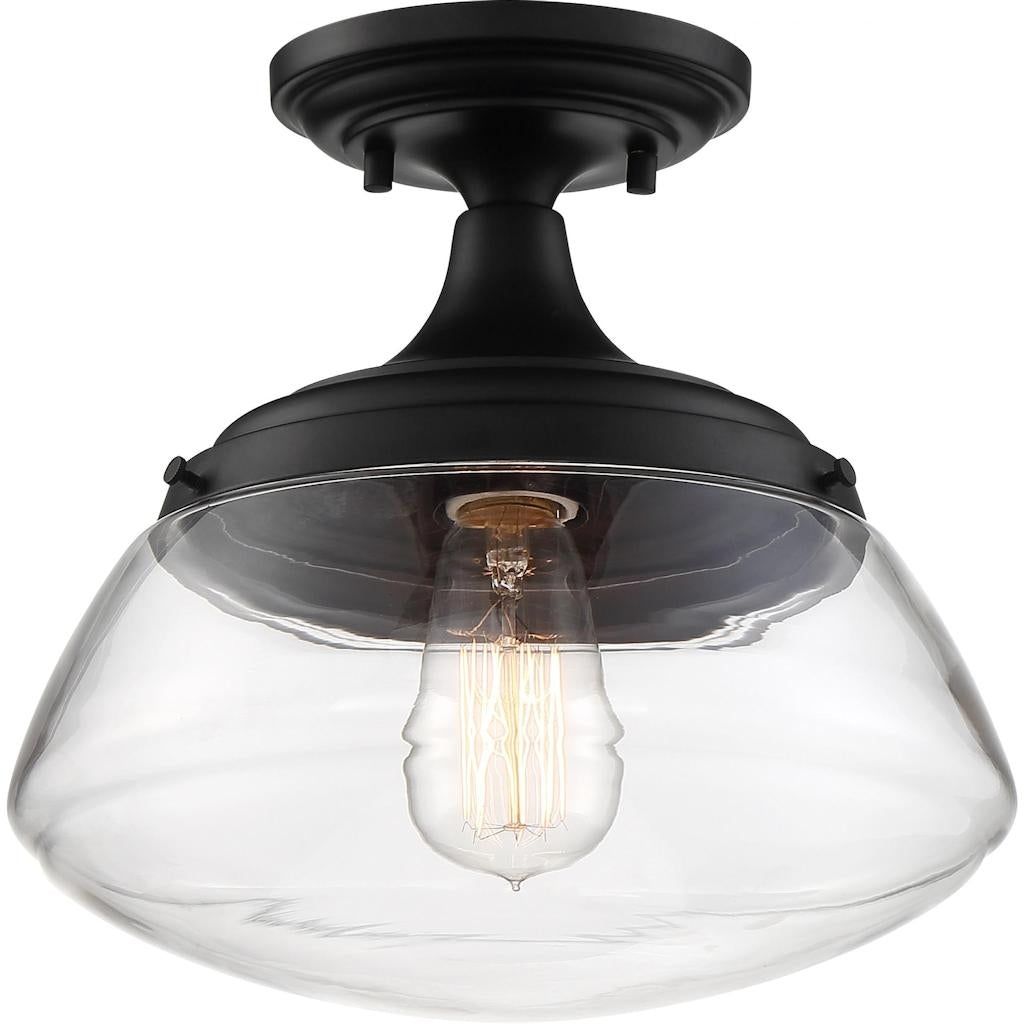 1 Light Aged Bronze Finish Clear Glass Shade Vanity Ceiling Fixture 1