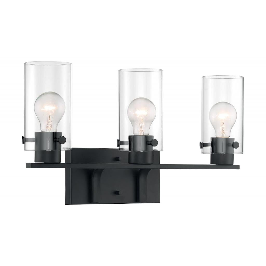 3 Light 120 volt Matte Black Vanity Light Fixture 1