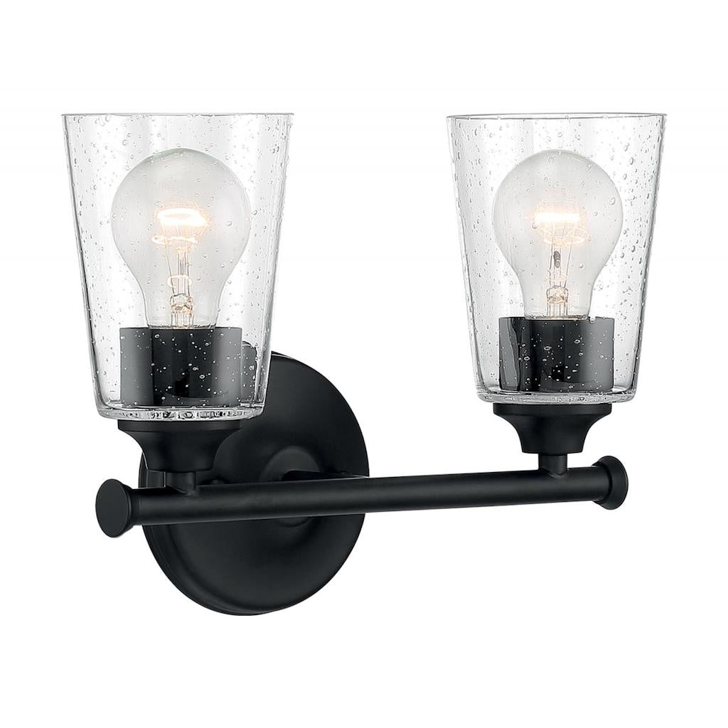 2 Light 120 volt Matte Black Vanity Light Fixture 1