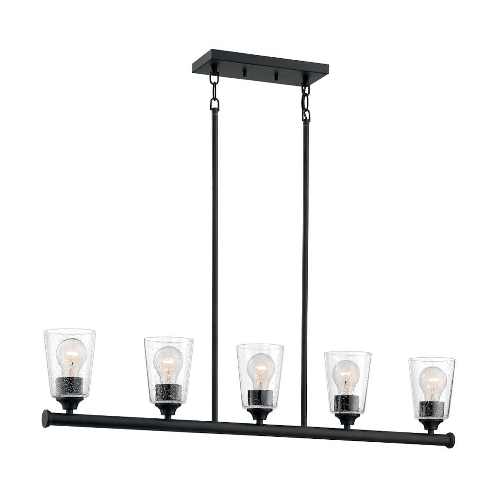 5 Light 120 volt Matte Black Island Pendant 1