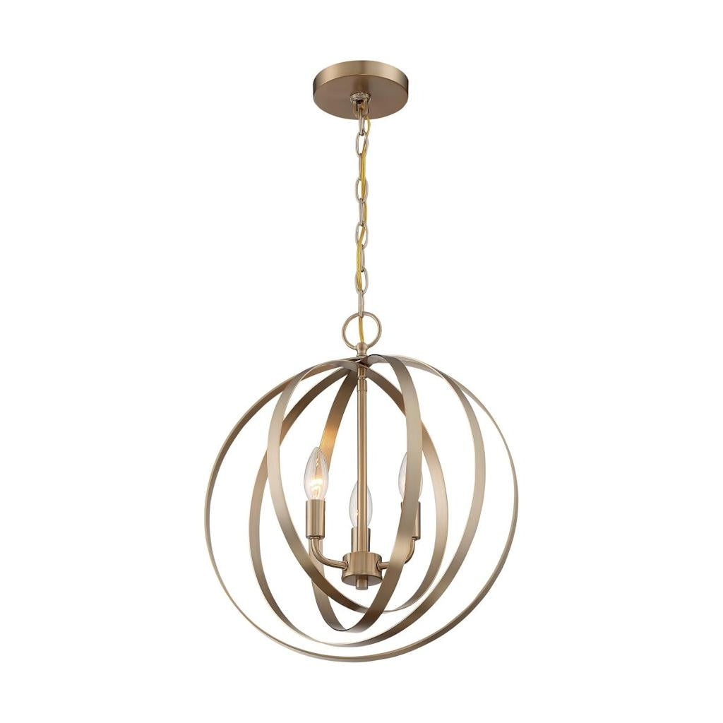 3 Light 120 volt Burnished Brass Pendant Light Fixture 1