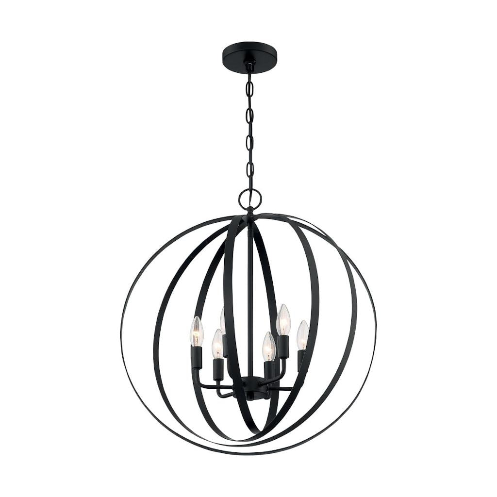6 Light 120 volt Matte Black Pendant Light Fixture 1