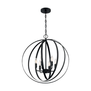 6 Light 120 volt Matte Black Pendant Light Fixture 1