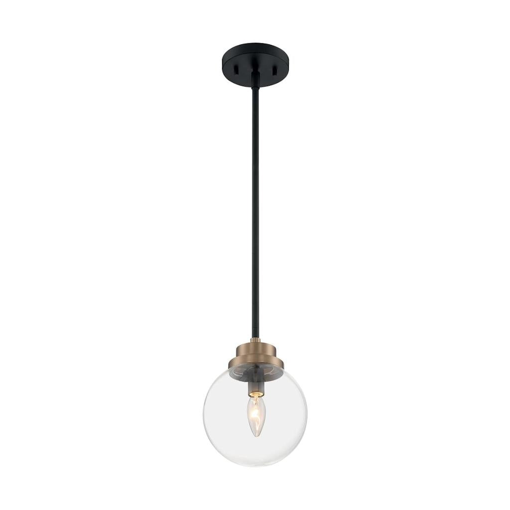 1 Light 120 volt Matte Black with Brass Accents Pendant Light Fixture 1