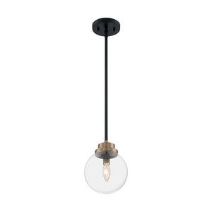 1 Light 120 volt Matte Black with Brass Accents Pendant Light Fixture 1