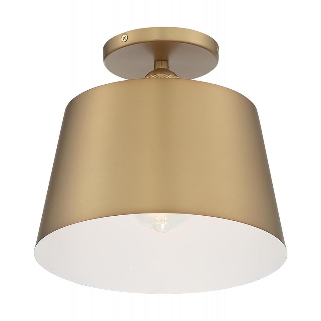 1 Light 120 volt Brushed Brass with White Accents Ceiling Light 1