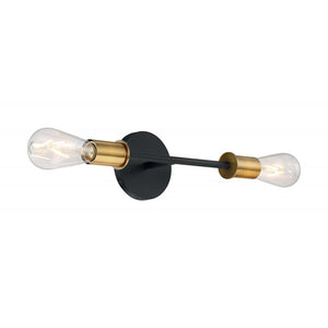 2 Light 120 volt Black with Brushed Brass Accents Vanity Light Fixture 1