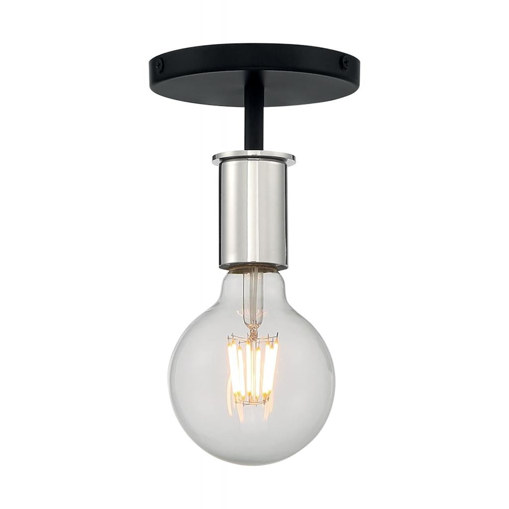 1 Light 120 volt Black with Polished Nickel Accents Ceiling Light 1