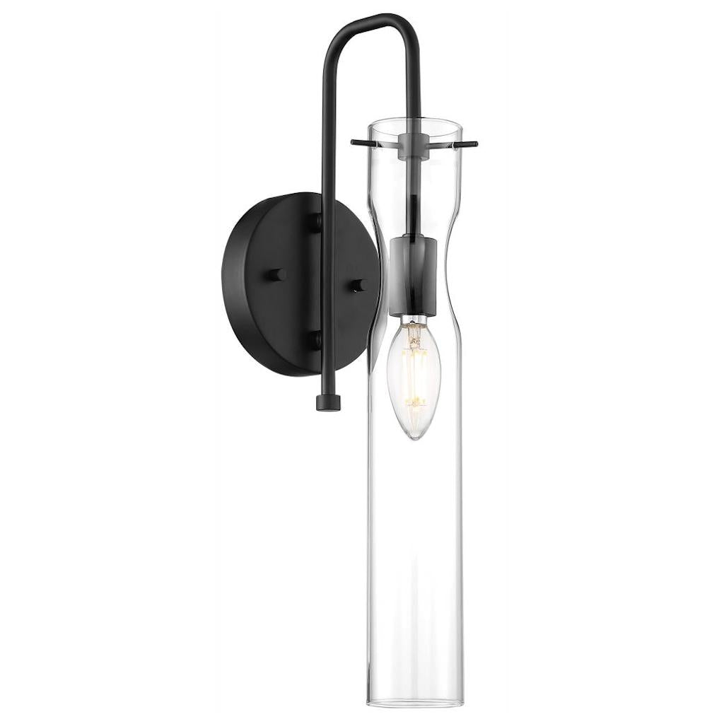 1 Light 120 volt Black Clear Glass Shade Wall Sconce 1