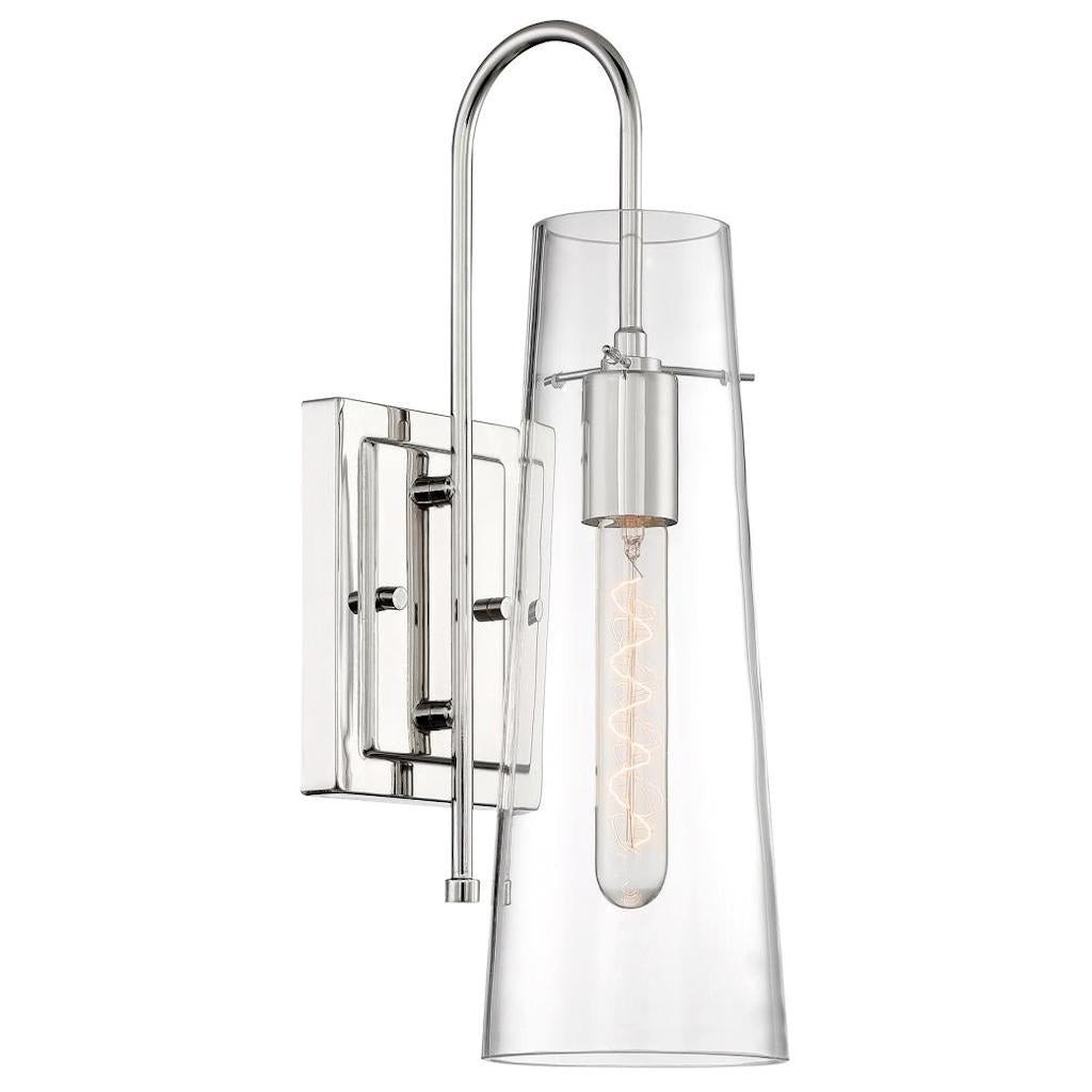 1 Light 120 volt Polished Nickel Clear Glass Shade Wall Sconce 1