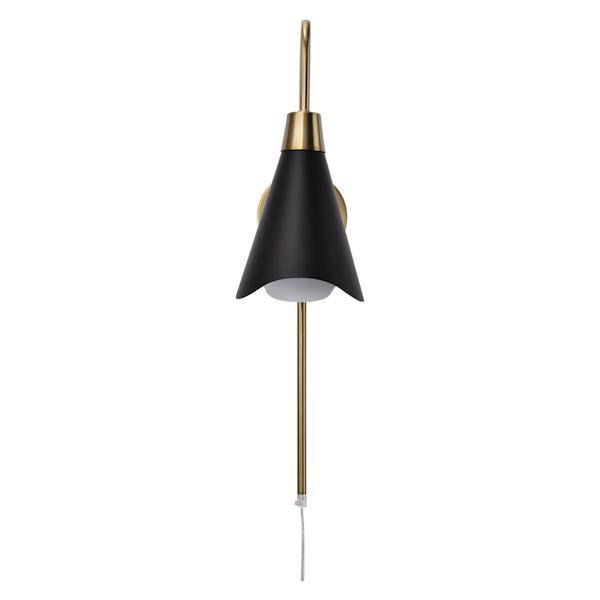 1 Light Brushed Brass Matte Black Shade Wall Light Fixture 2