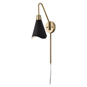1 Light Brushed Brass Matte Black Shade Wall Light Fixture 1