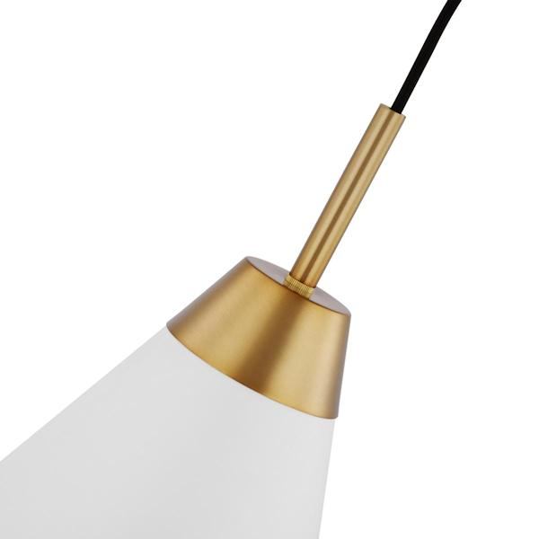 1 Light Small Burnished Brass Matte White Shade Pendant Light Fixture 2