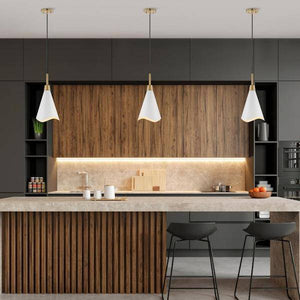 1 Light Small Burnished Brass Matte White Shade Pendant Light Fixture 3