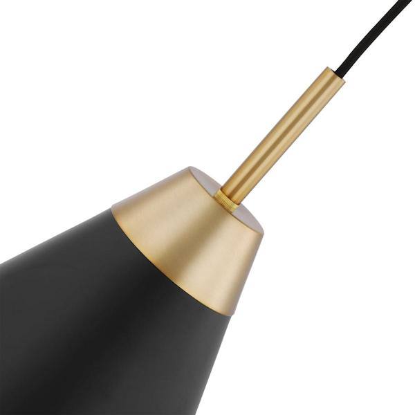 1 Light Large Burnished Brass Matte Black Shade Pendant Light Fixture 2