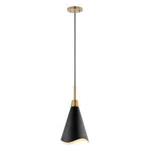 1 Light Large Burnished Brass Matte Black Shade Pendant Light Fixture 1