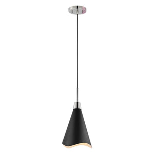 1 Light Large Polished Nickel Matte Black Shade Pendant Light Fixture 1