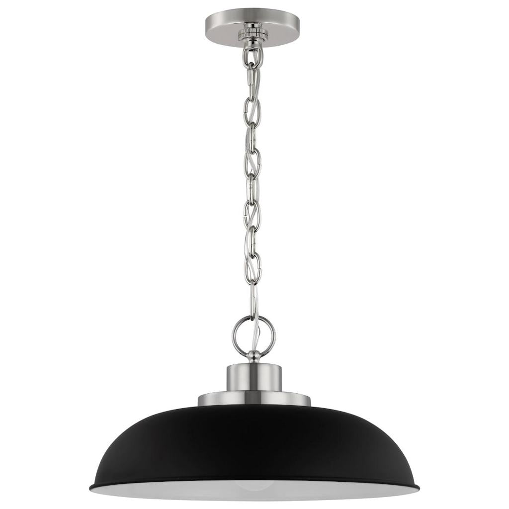 1 Lamp 15" 120 volt Matte Black/Polished Nickel Indoor Pendant Light Fixture 1
