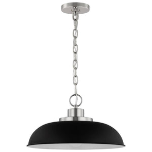 1 Lamp 15" 120 volt Matte Black/Polished Nickel Indoor Pendant Light Fixture 1