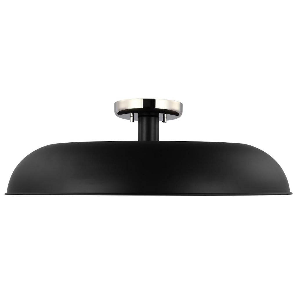 1 Lamp 24" 120 volt Matte Black/Polished Nickel Indoor Semi Flush Light Fixture 1