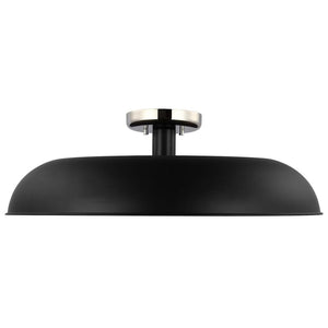 1 Lamp 24" 120 volt Matte Black/Polished Nickel Indoor Semi Flush Light Fixture 1