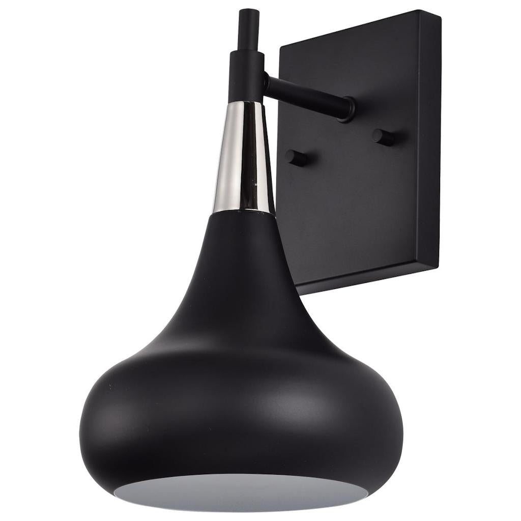 1 Lamp 11" 120 volt Matte Black/Polished Nickel Indoor Wall Scone Light Fixture 1